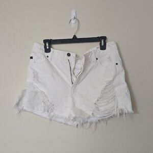 KanCan White Distressed Jean Shorts